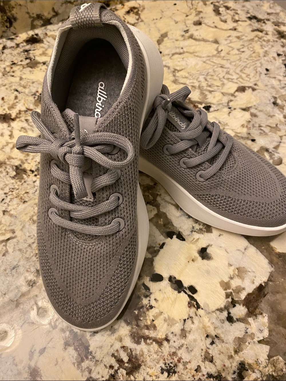 allbirds Gray Knit Lace-Up Sneakers